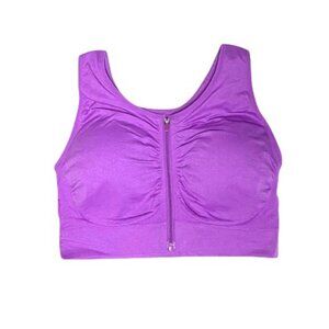 Rhonda Shear Seamless Zip Front Bra with Padded Strap LARGE
